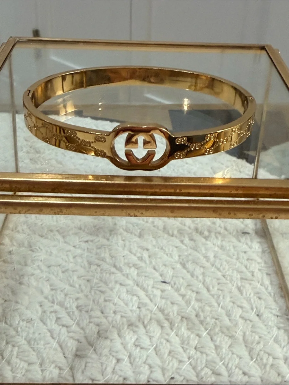 NEW Stainless Steel Logo Bangle Bracelet available in Gold Tone - Picture 4 of 8